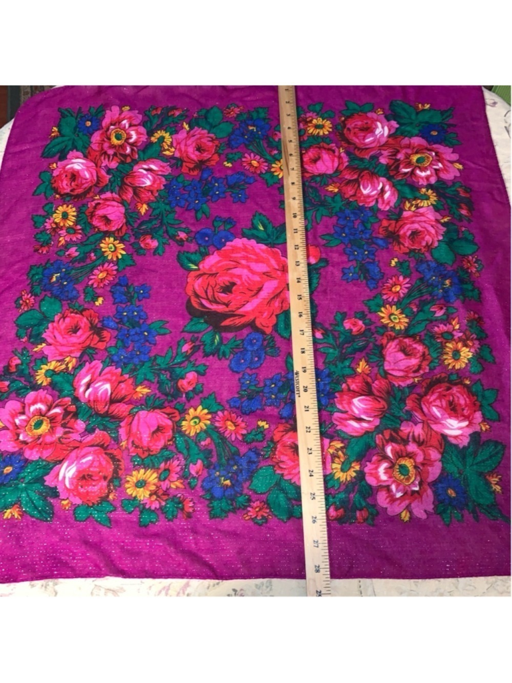 Women's Unbranded Scarf One Size Purple Floral - Picture 5 of 7